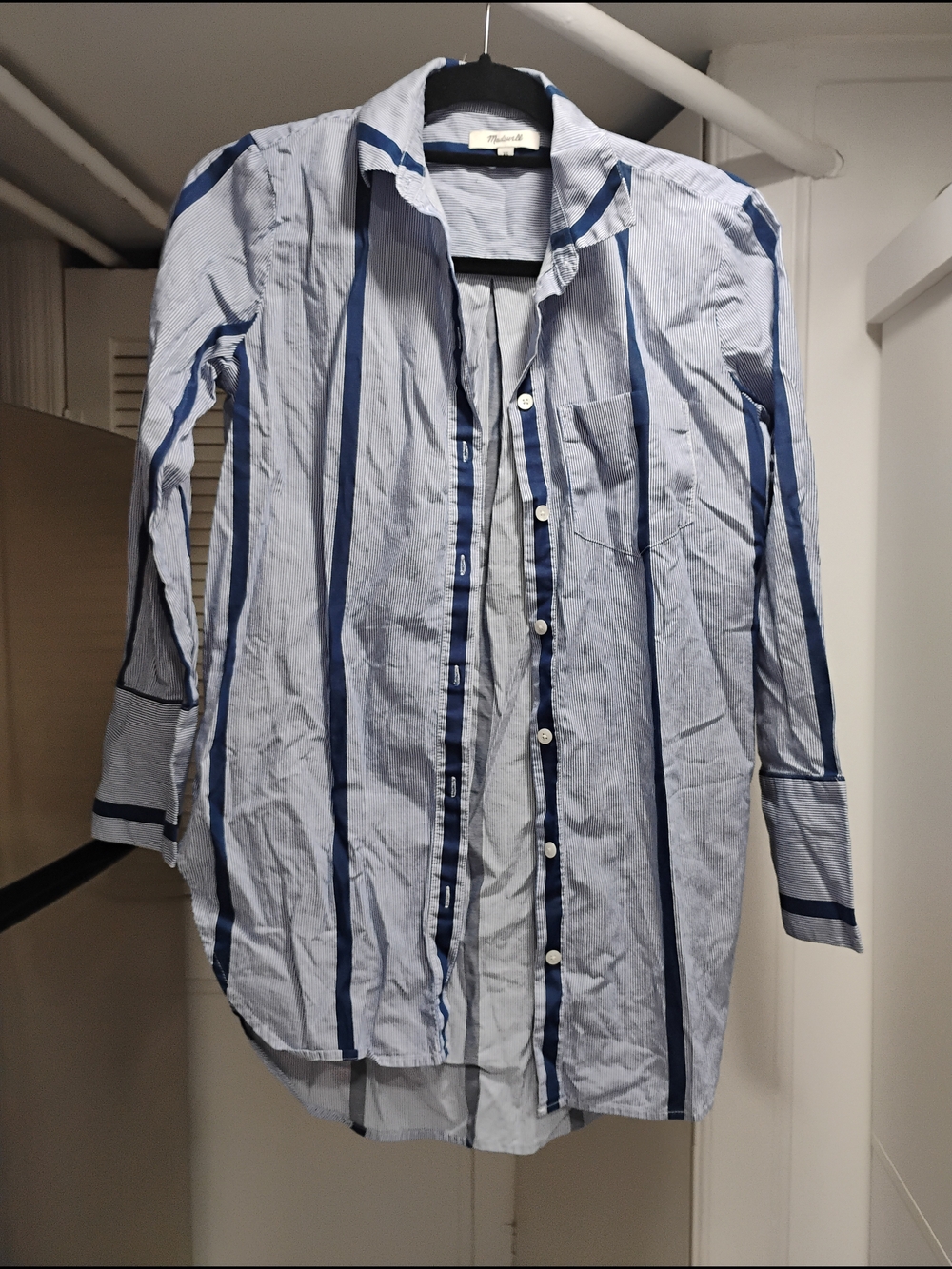 Blue Striped Women's Button-Up Shirt
